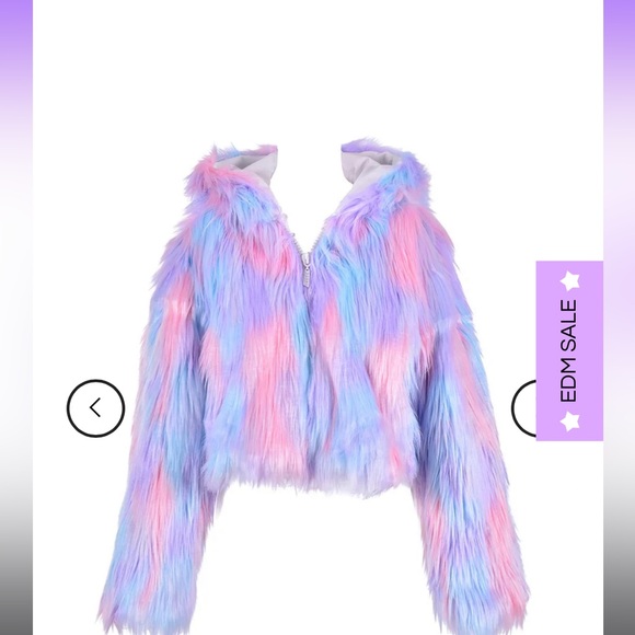 thelumishop Jackets & Blazers - TheLumiShop Colorful Faux Fur cropped rave Jacket